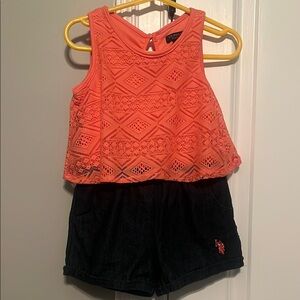 U.S. Polo Assn. Coral orange Camisole with Geometric Lace